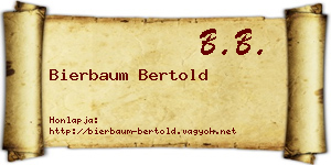Bierbaum Bertold névjegykártya